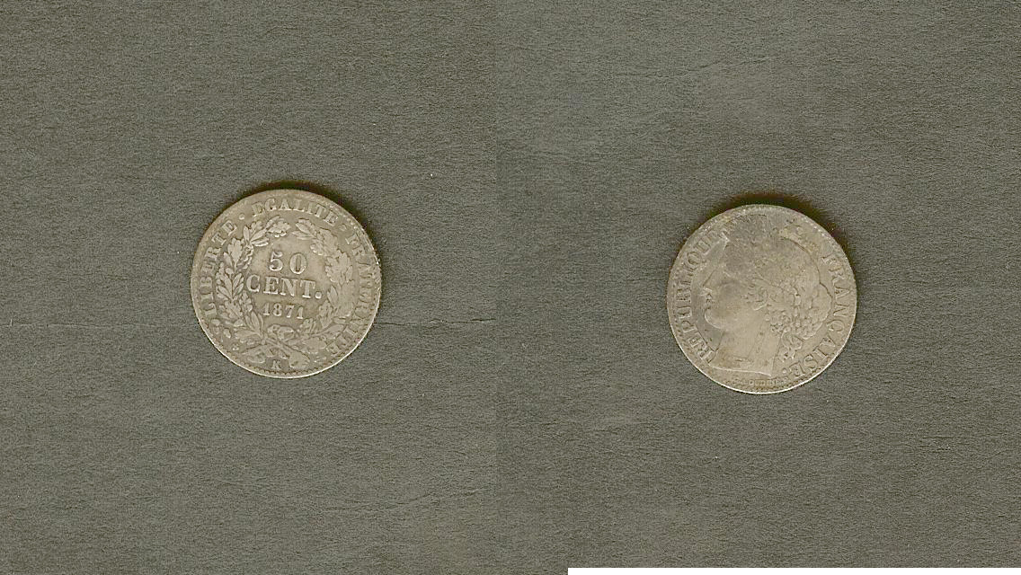 50 centimes Cérès, IIIe République 1871 Bordeaux TTB-